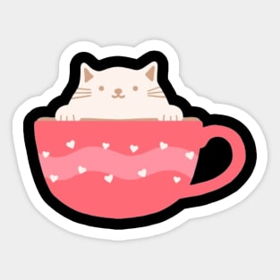 cat and coffee Sticker